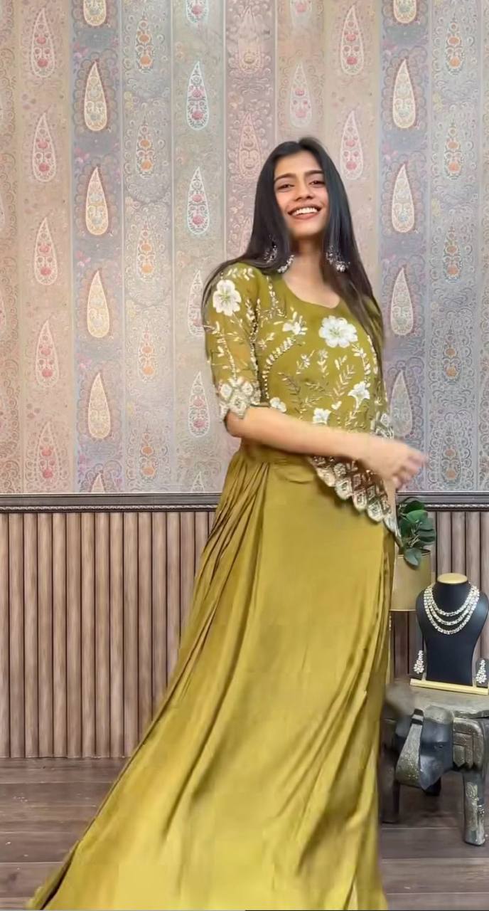 New Two-Piece Indo-Western Ready-to-Wear Draped Dhoti with Fancy Up-Down Top