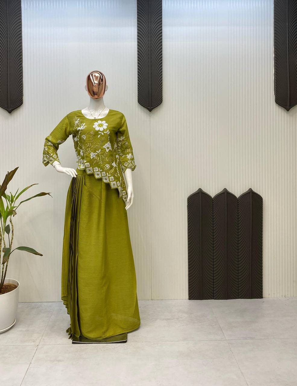 New Two-Piece Indo-Western Ready-to-Wear Draped Dhoti with Fancy Up-Down Top