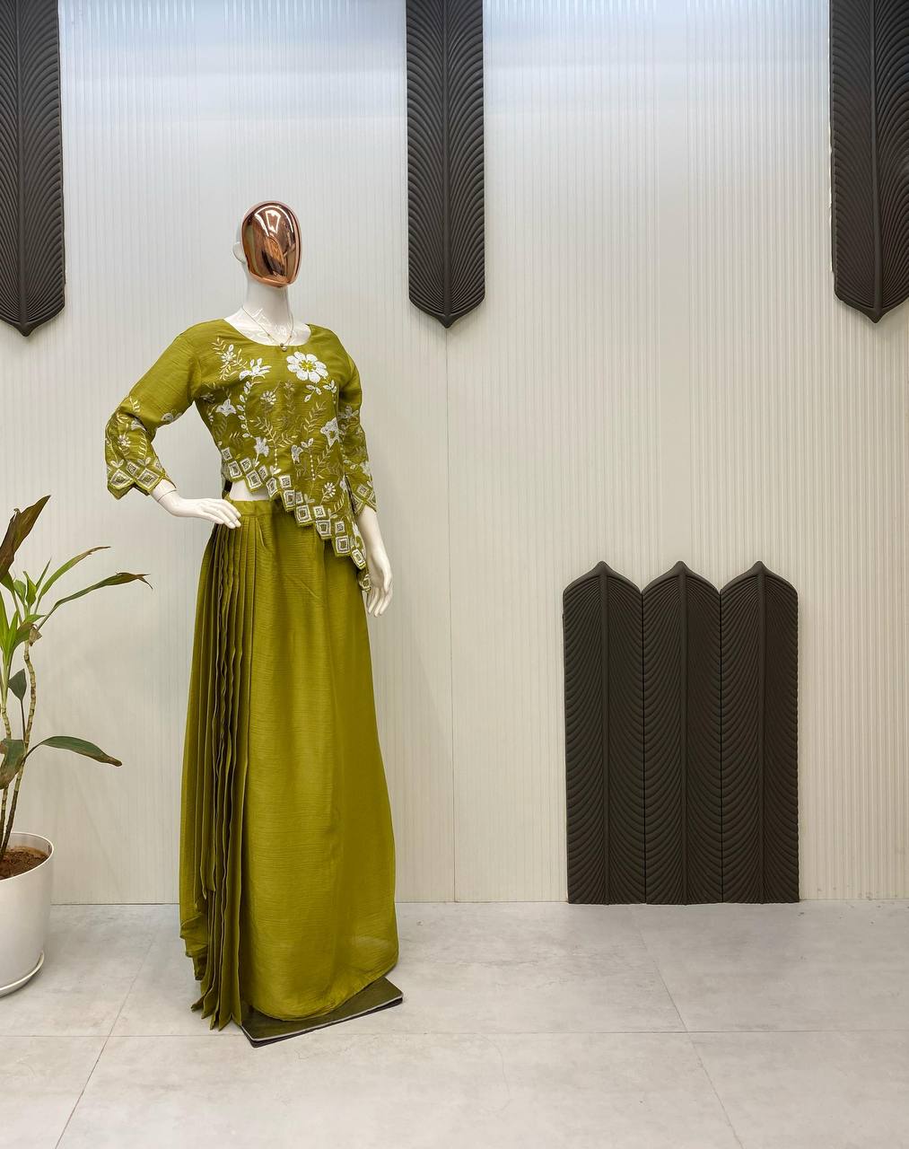 New Two-Piece Indo-Western Ready-to-Wear Draped Dhoti with Fancy Up-Down Top