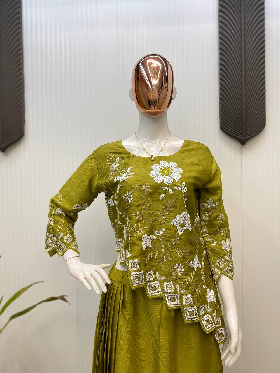 New Two-Piece Indo-Western Ready-to-Wear Draped Dhoti with Fancy Up-Down Top