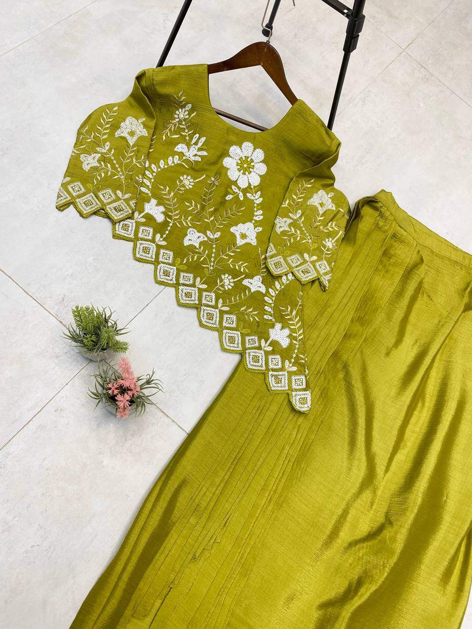 New Two-Piece Indo-Western Ready-to-Wear Draped Dhoti with Fancy Up-Down Top