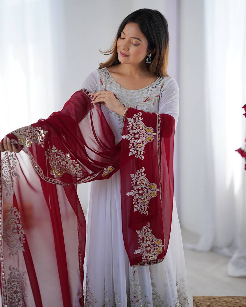 Heavy Designer Party Wear Gown with Dupatta – Multy Thread Embroidery & Sequence Work