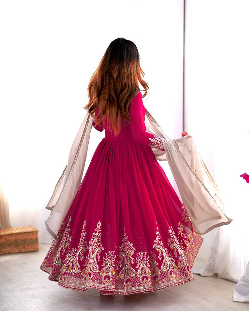 Heavy Designer Party Wear Gown with Dupatta – Multy Thread Embroidery & Sequence Work