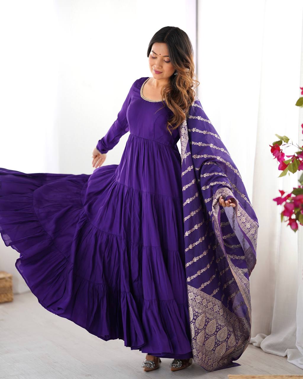 Premium Chanderi Anarkali Set