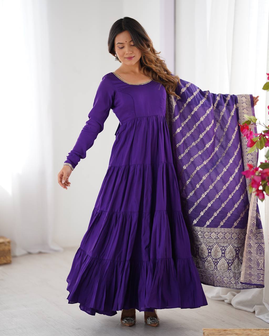 Premium Chanderi Anarkali Set