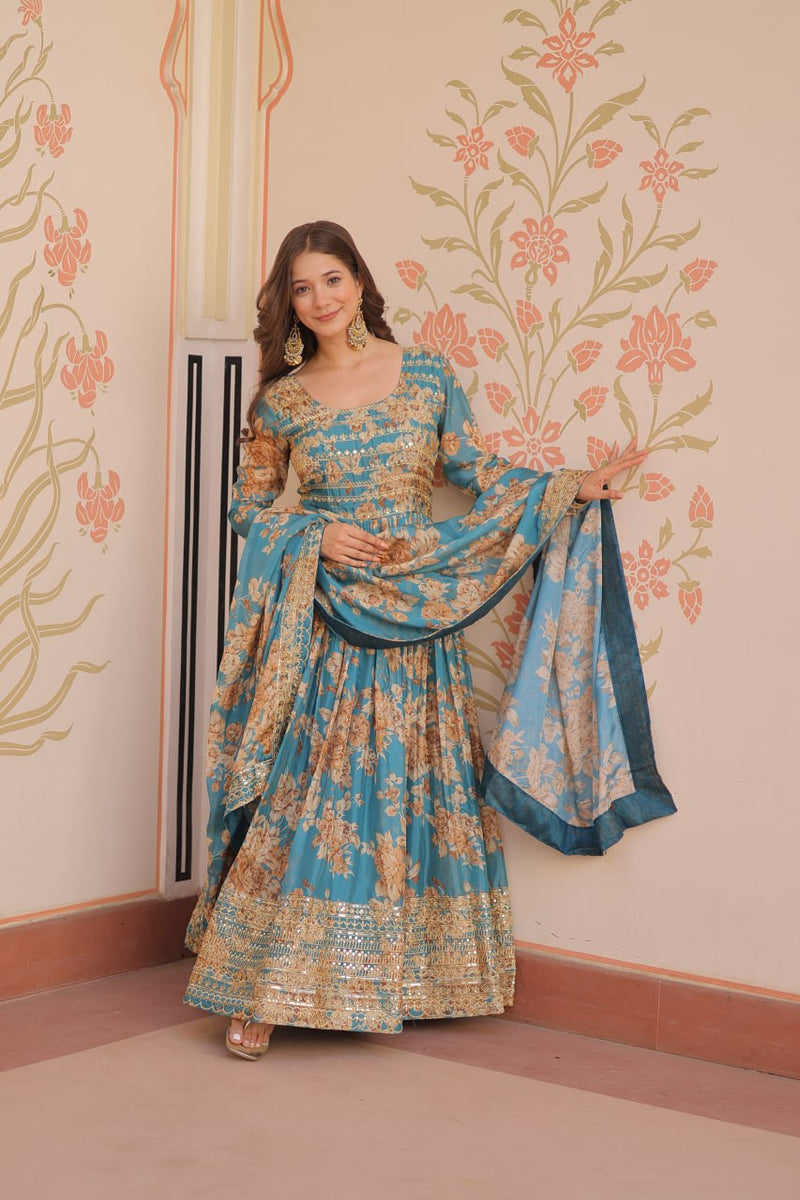 Premium Designer Readymade Gown with Dupatta