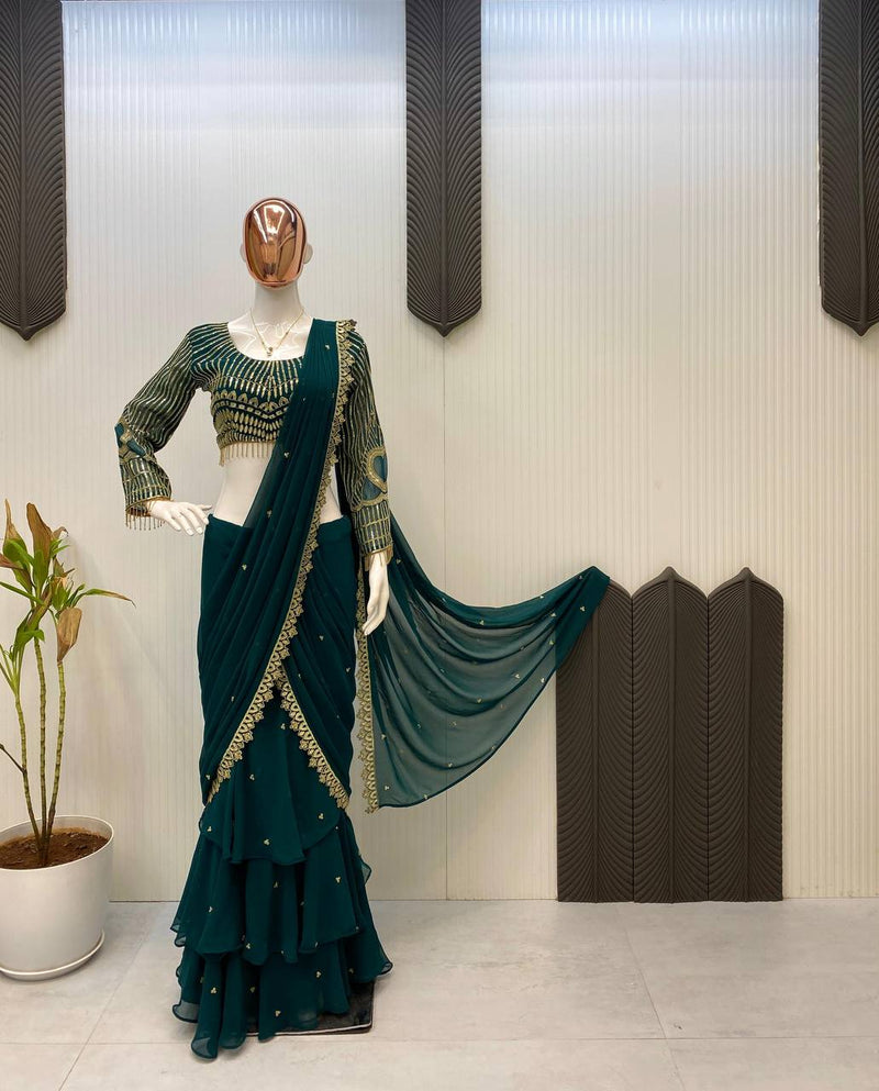 Ready to Wear Ruffle Lehenga Saree