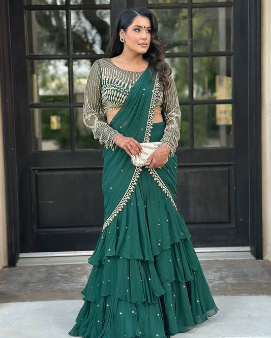 Ready to Wear Ruffle Lehenga Saree