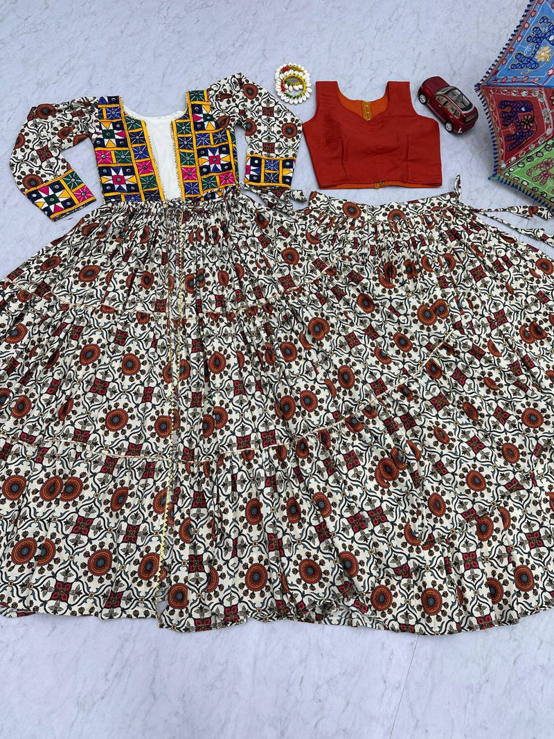 6 Meter Flair Navratri Special Lehenga Choli with Embroidered Shrug