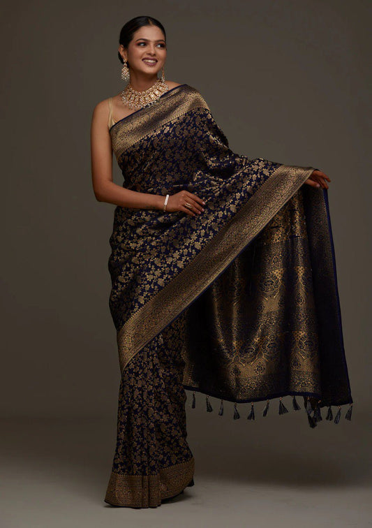 Banarasi Soft Silk Saree with Traditional Zari Motifs