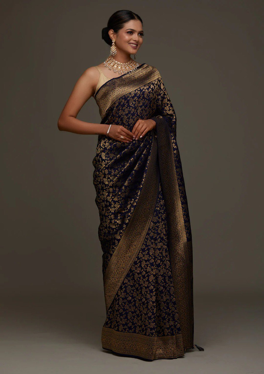 Banarasi Soft Silk Saree with Traditional Zari Motifs