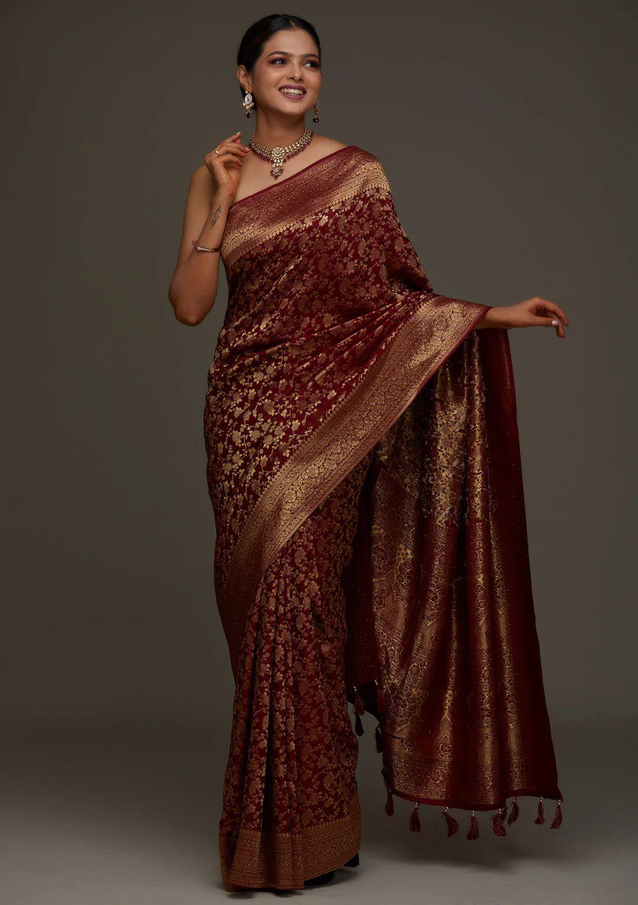 Banarasi Soft Silk Saree with Traditional Zari Motifs