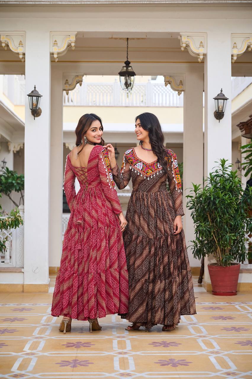 Navratri Special 9 Meter Gamathi Work Gown