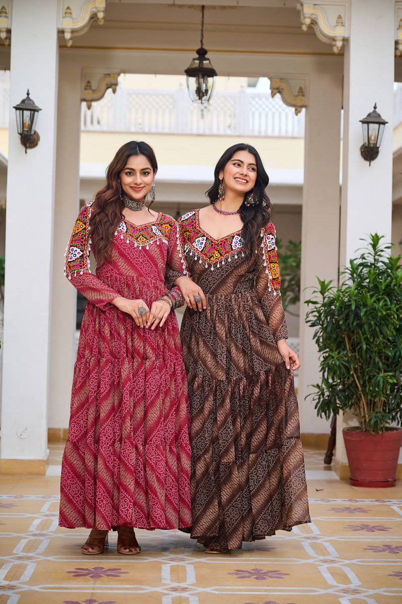 Navratri Special 9 Meter Gamathi Work Gown