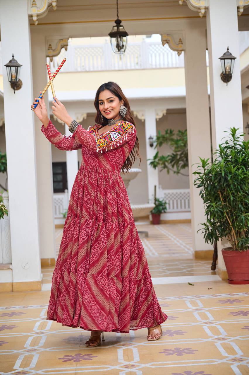 Navratri Special 9 Meter Gamathi Work Gown