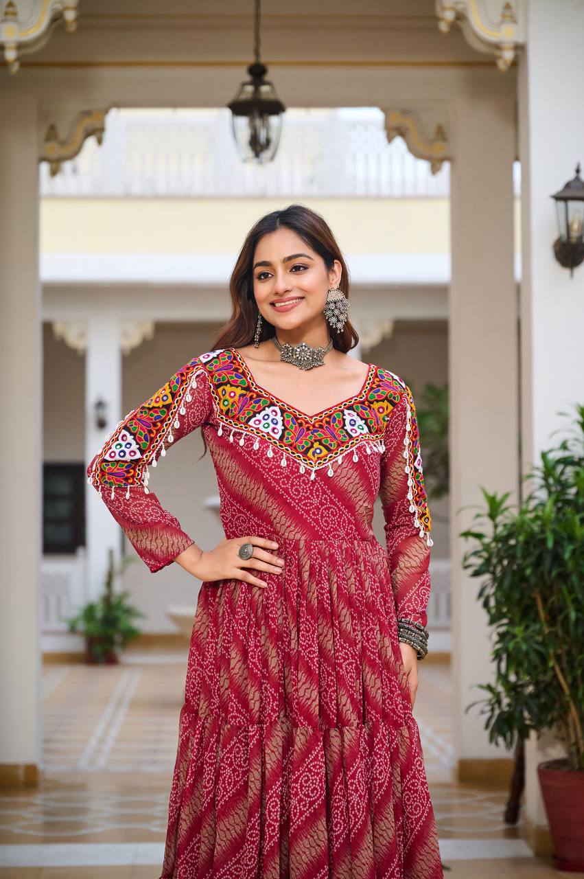 Navratri Special 9 Meter Gamathi Work Gown