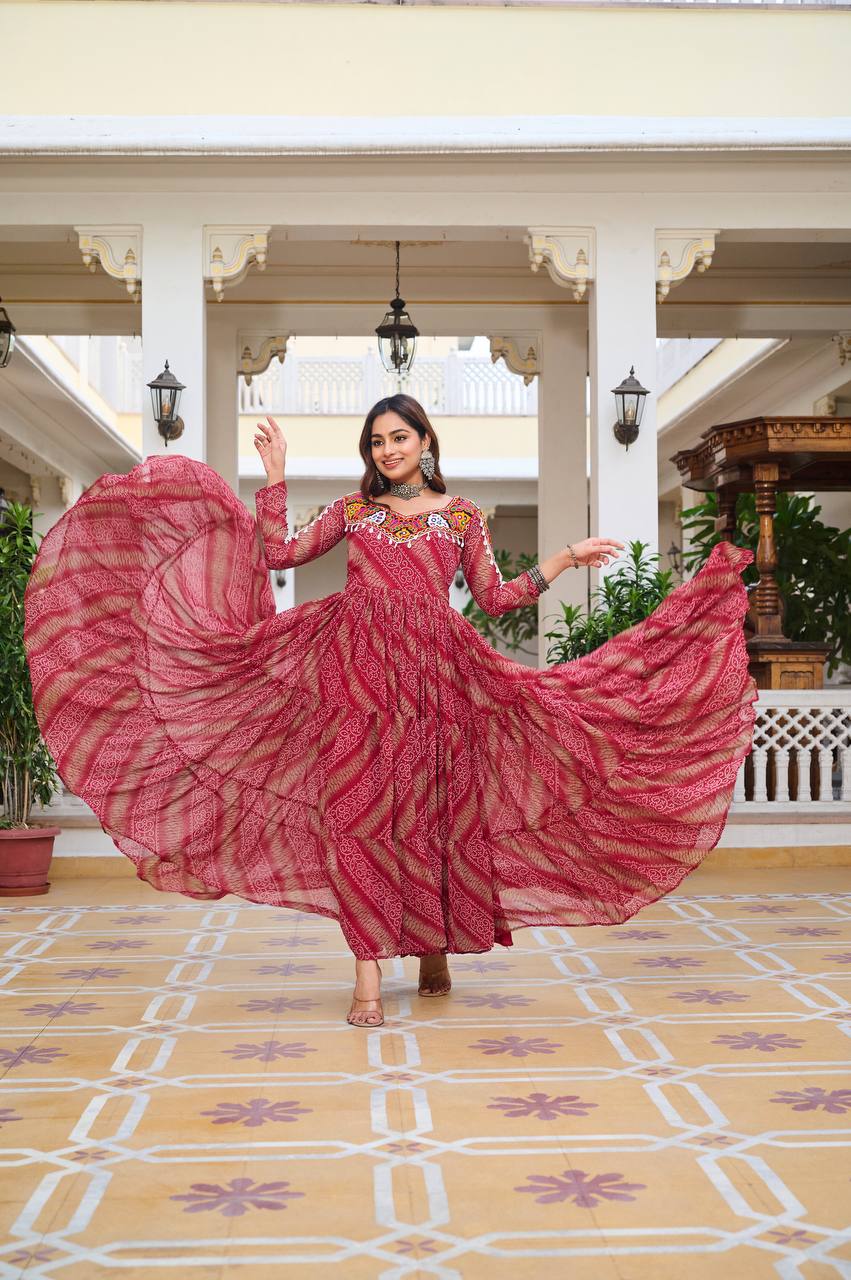 Navratri Special 9 Meter Gamathi Work Gown