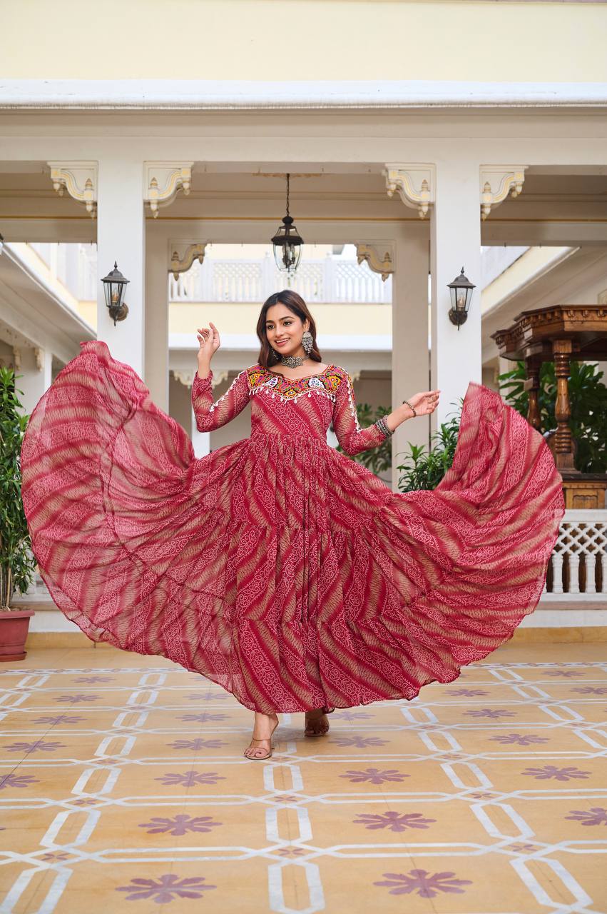 Navratri Special 9 Meter Gamathi Work Gown