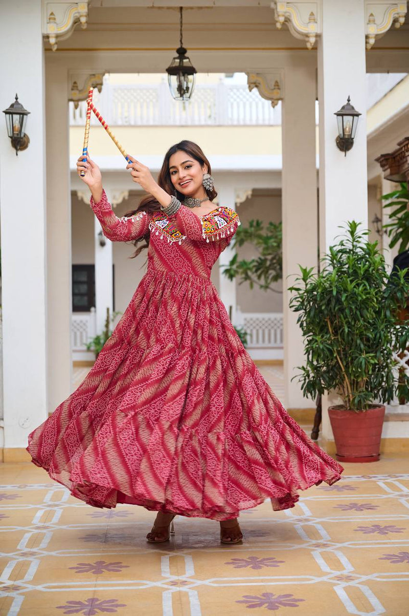 Navratri Special 9 Meter Gamathi Work Gown
