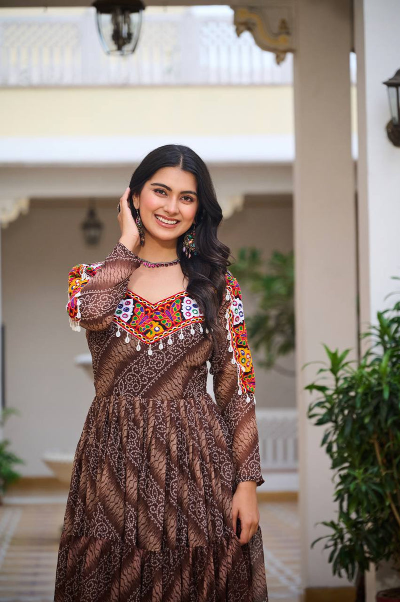 Navratri Special 9 Meter Gamathi Work Gown