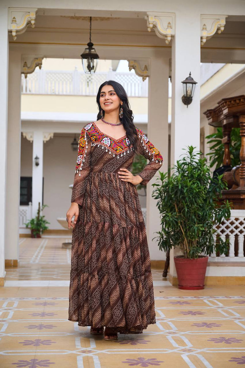 Navratri Special 9 Meter Gamathi Work Gown