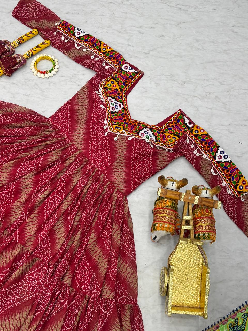 Navratri Special 9 Meter Gamathi Work Gown