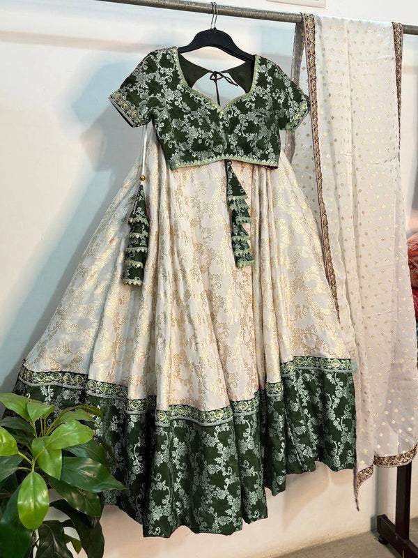 Designer Jequard Semi-Stitched Lehenga Set with Fancy Dupatta