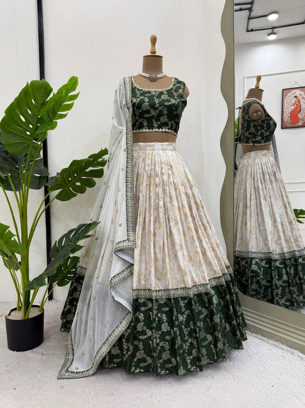 Designer Jequard Semi-Stitched Lehenga Set with Fancy Dupatta