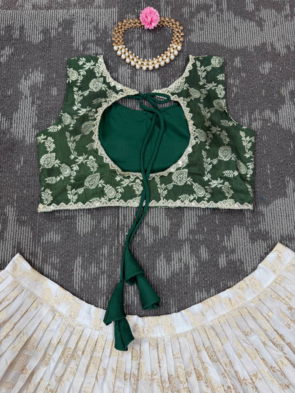 Designer Jequard Semi-Stitched Lehenga Set with Fancy Dupatta