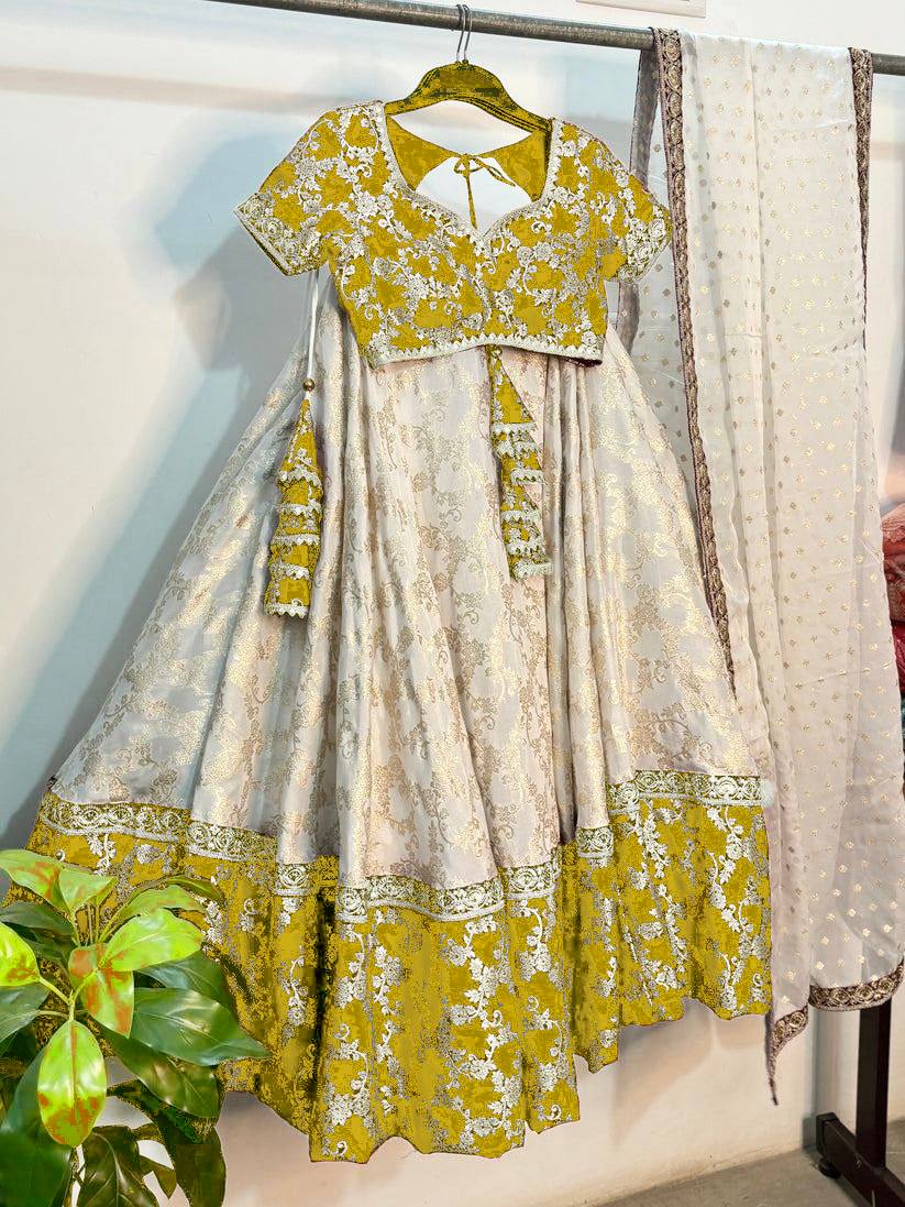 Designer Jequard Semi-Stitched Lehenga Set with Fancy Dupatta