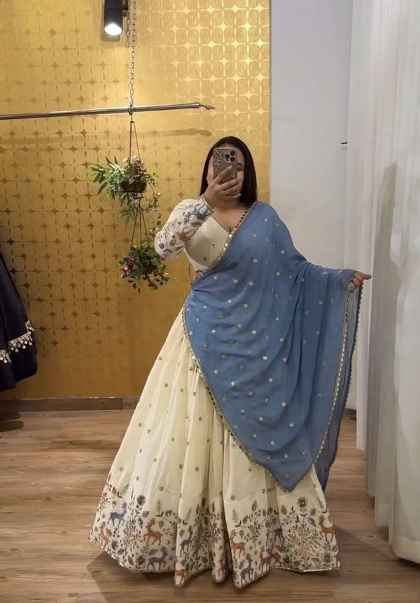 Navratri Special Pure Cotton Embroidered Lehenga Choli Set