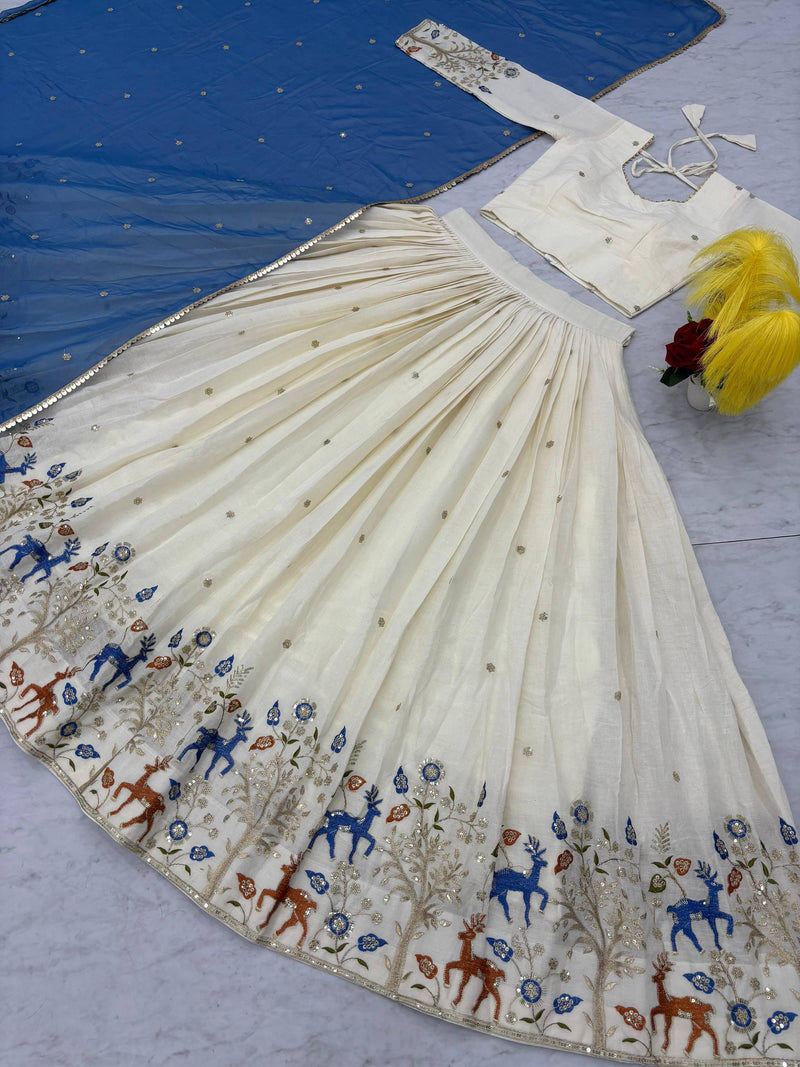 Navratri Special Pure Cotton Embroidered Lehenga Choli Set