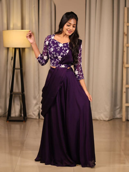 Purple Two-in-One Designer Party Wear Lehenga Choli Set