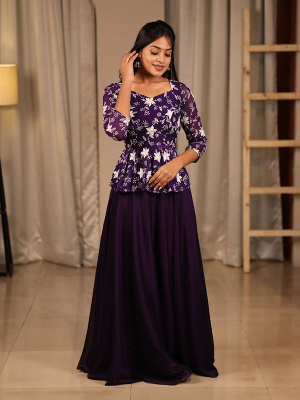 Purple Two-in-One Designer Party Wear Lehenga Choli Set