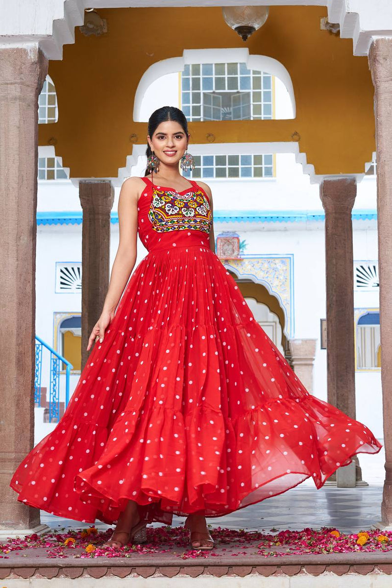Navratri Special Gamathi Work Gown – 9 Meter Flair