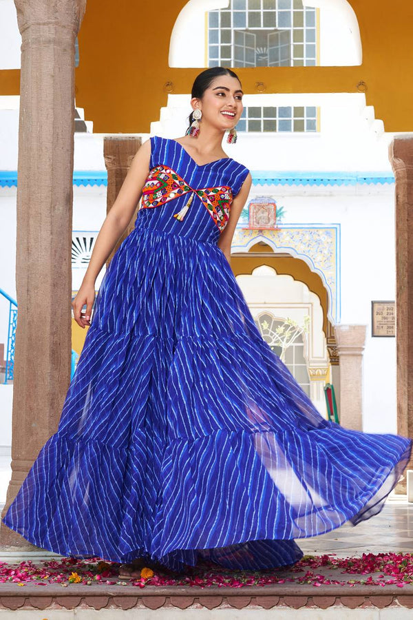 Navratri Special Gamathi Work Gown – 9 Meter Flair
