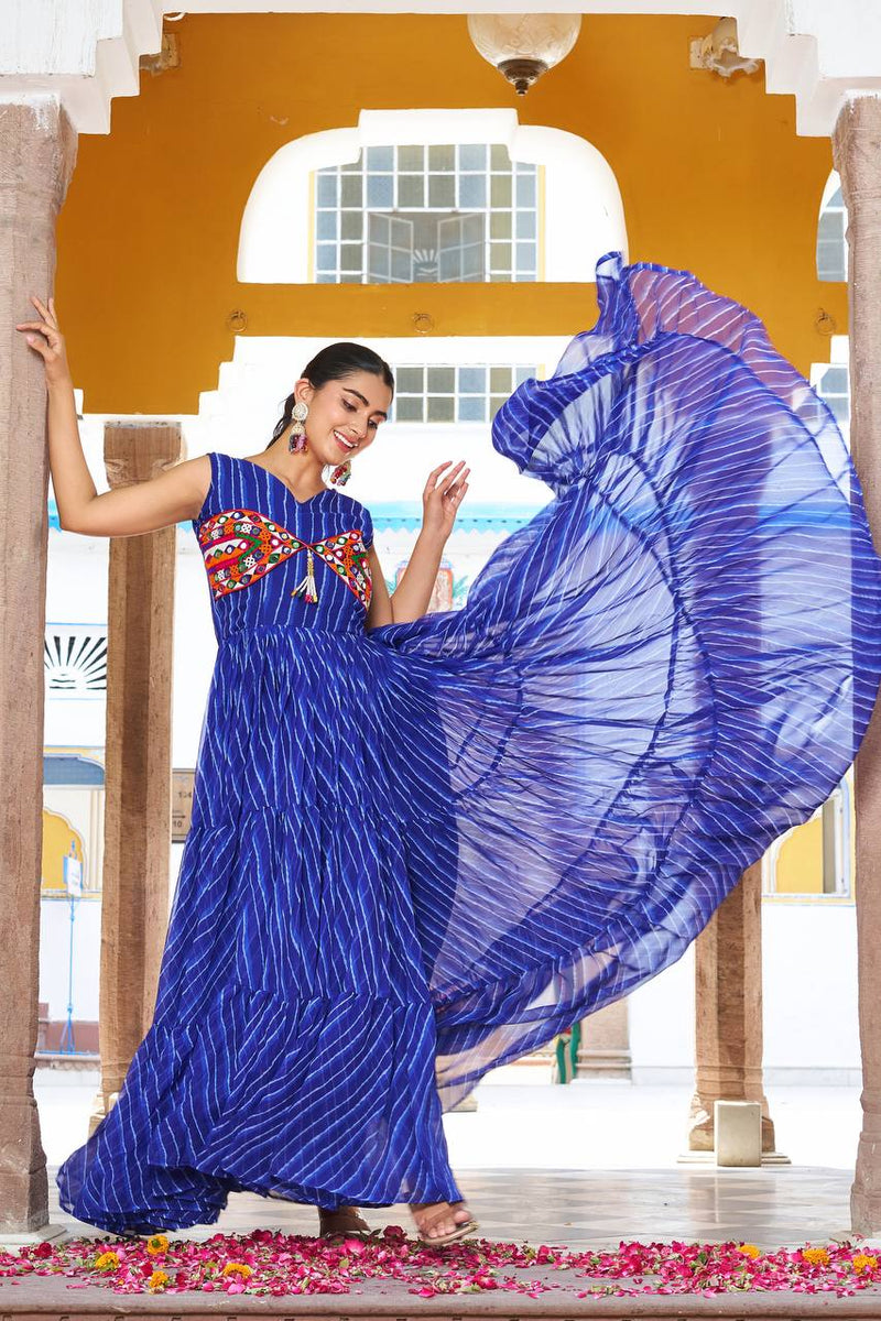 Navratri Special Gamathi Work Gown – 9 Meter Flair