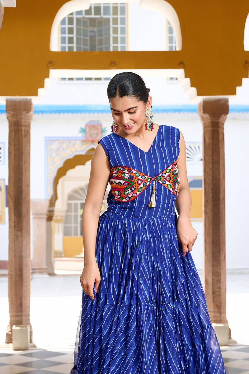 Navratri Special Gamathi Work Gown – 9 Meter Flair