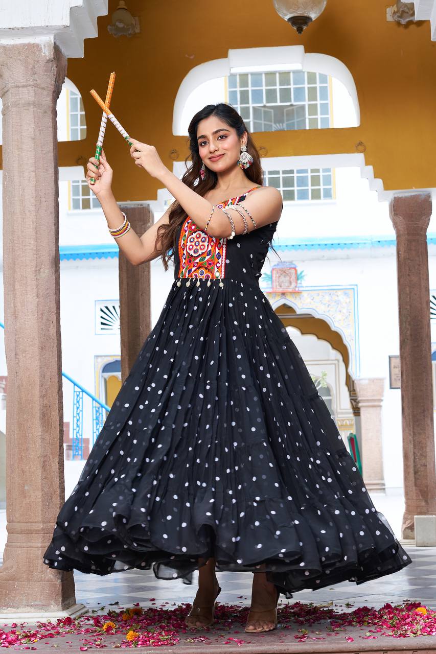 Navratri Special Gamathi Work Gown – 9 Meter Flair