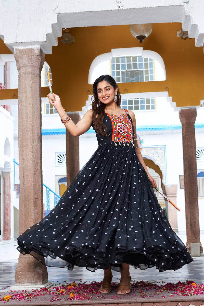 Navratri Special Gamathi Work Gown – 9 Meter Flair
