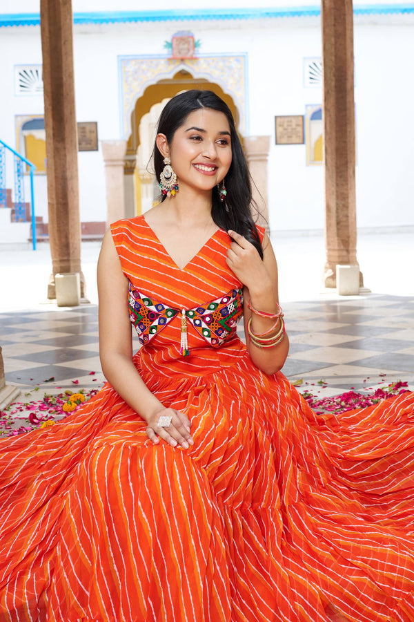 Navratri Special Gamathi Work Gown – 9 Meter Flair