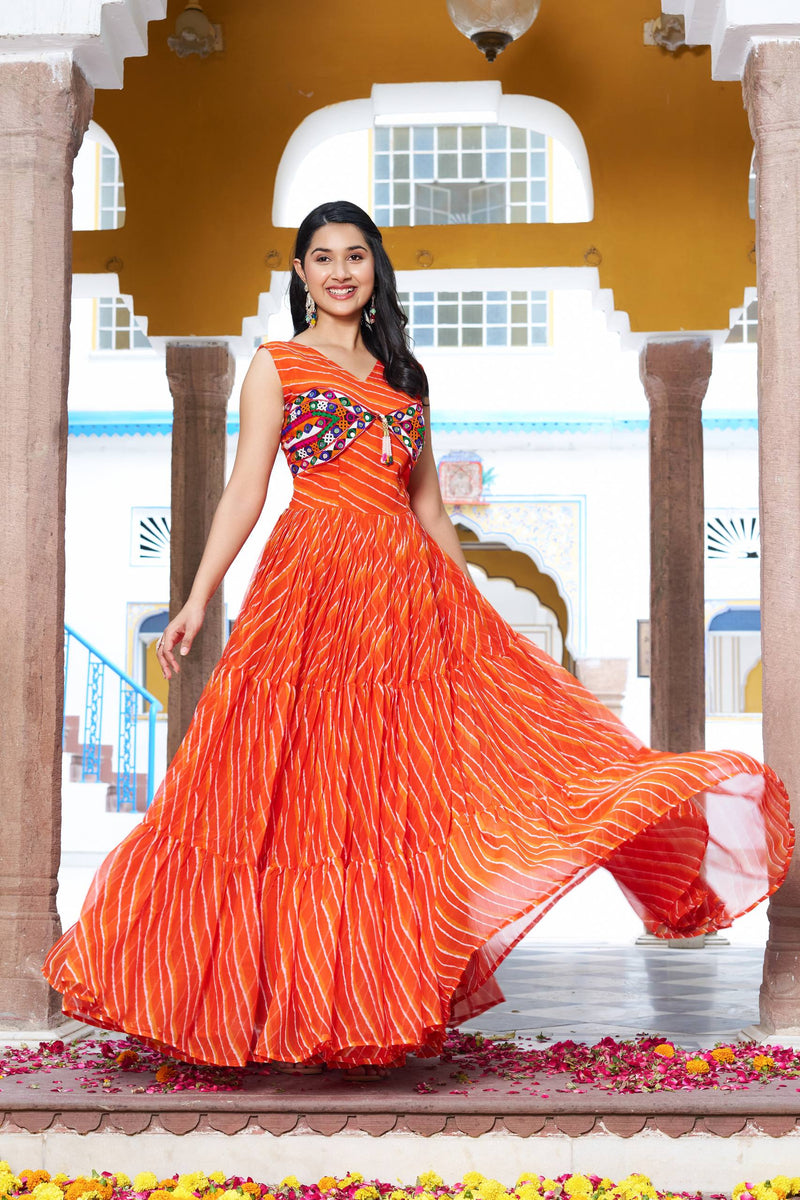 Navratri Special Gamathi Work Gown – 9 Meter Flair