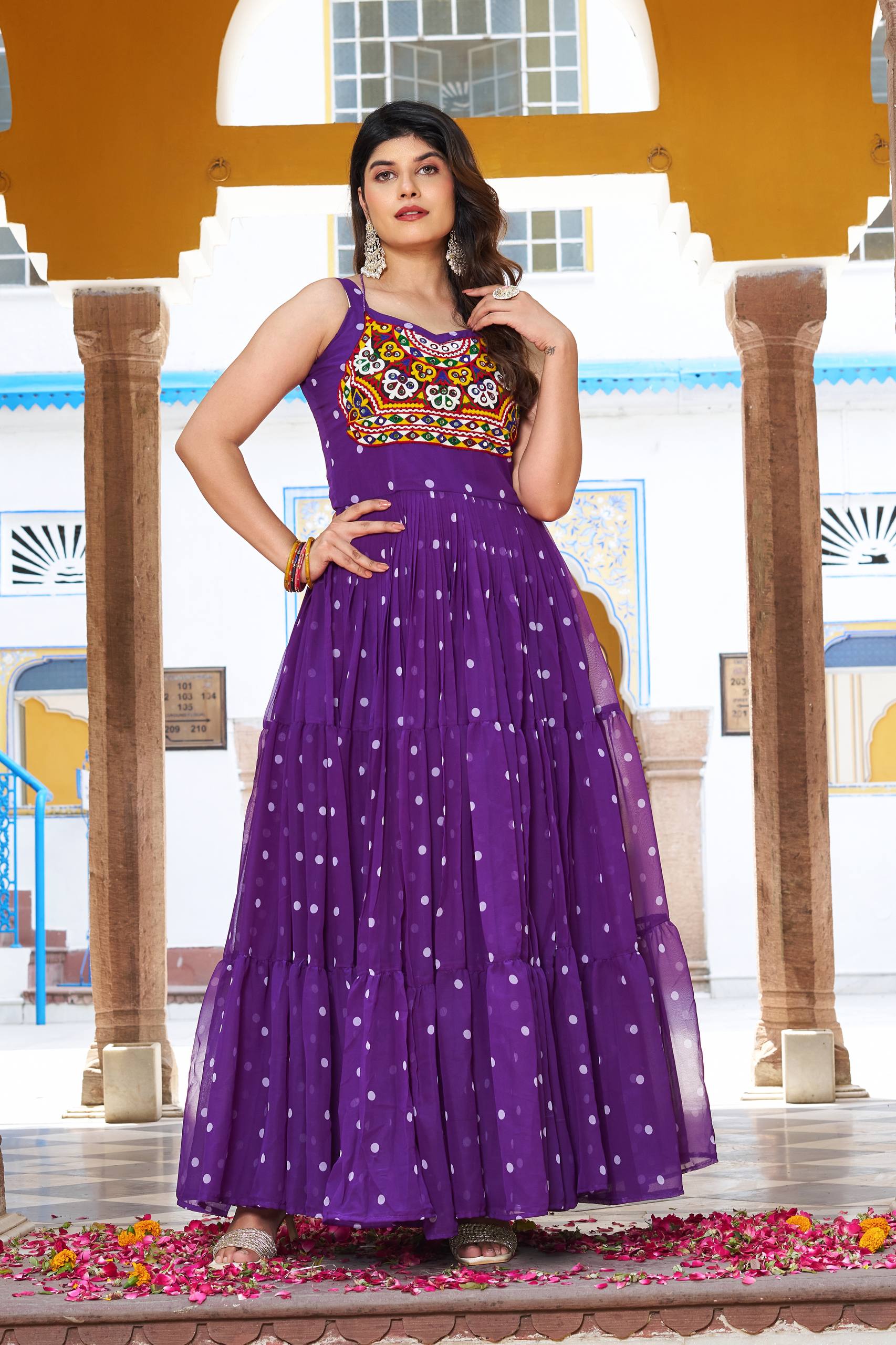 Navratri Special Gamathi Work Gown – 9 Meter Flair