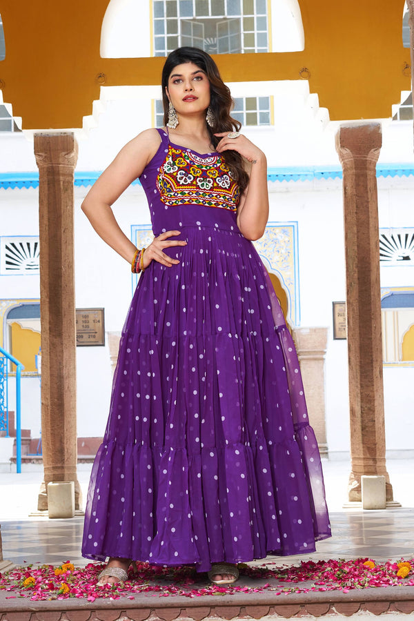 Navratri Special Gamathi Work Gown – 9 Meter Flair