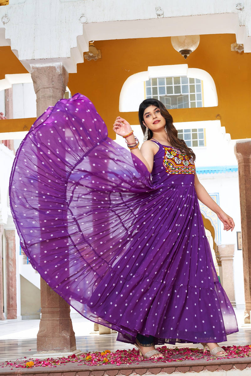 Navratri Special Gamathi Work Gown – 9 Meter Flair