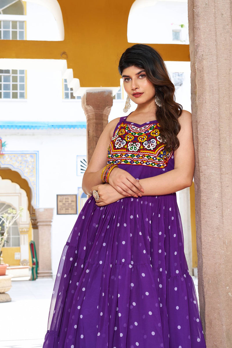 Navratri Special Gamathi Work Gown – 9 Meter Flair