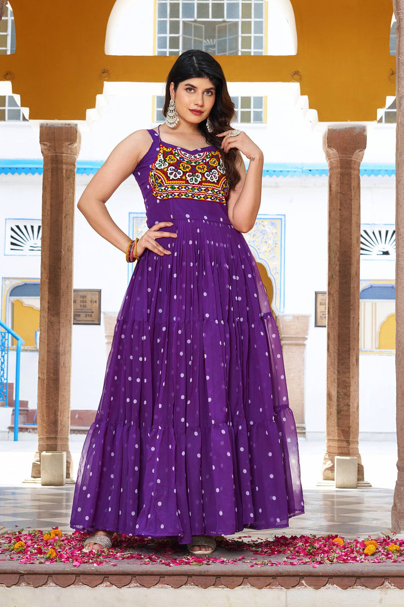 Navratri Special Gamathi Work Gown – 9 Meter Flair
