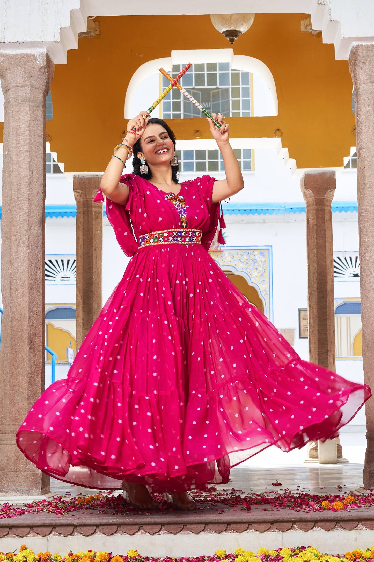 Navratri Special Gamathi Work Gown – 9 Meter Flair