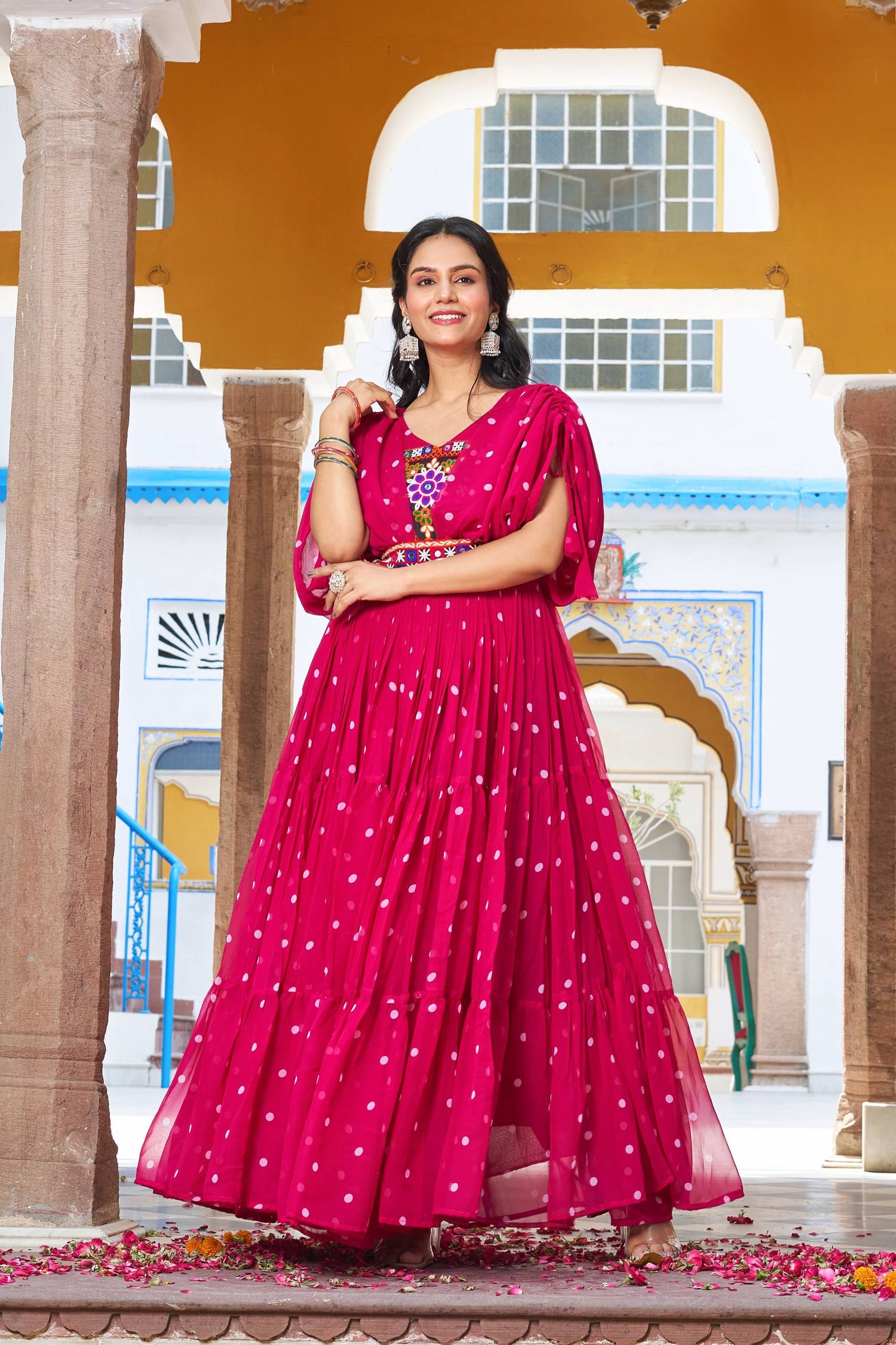 Navratri Special Gamathi Work Gown – 9 Meter Flair
