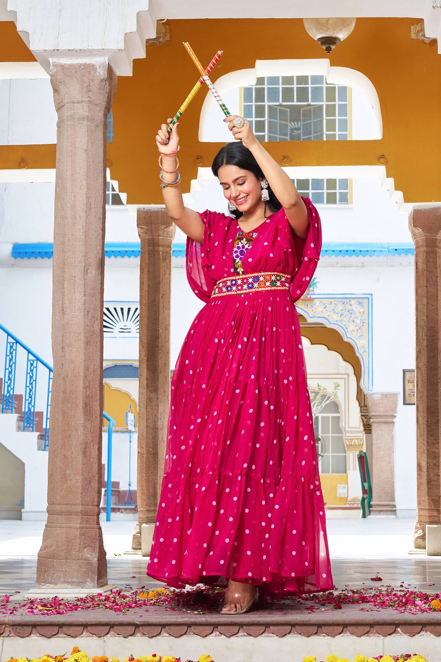 Navratri Special Gamathi Work Gown – 9 Meter Flair